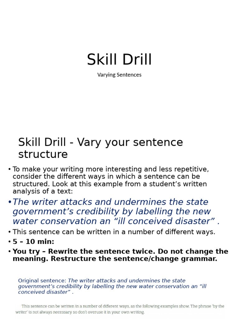 Skill Drill - Varying Sentences | PDF