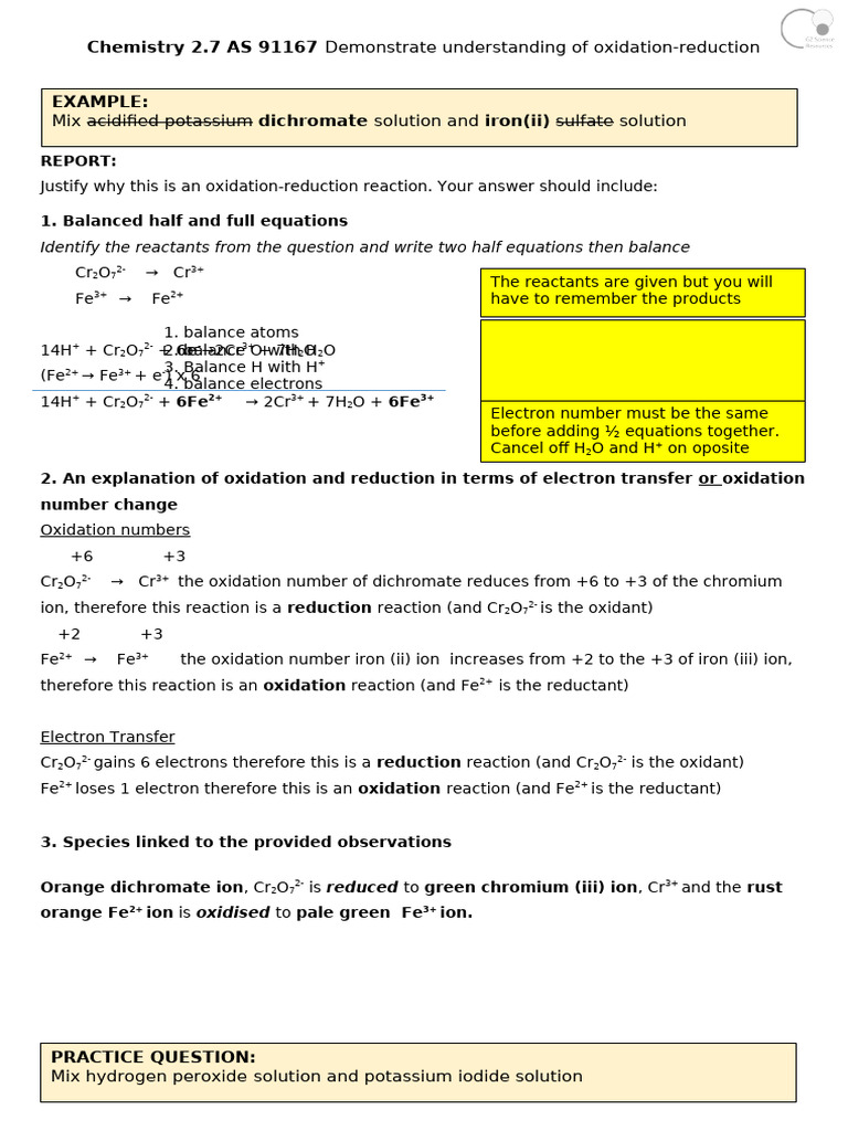 2017 Redox Frame l2 | PDF | Redox | Chemical Reactions