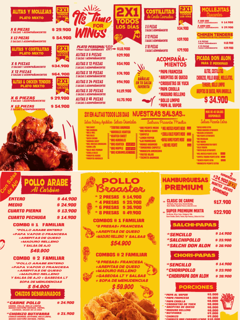 Menú de Alitas y Costillitas Don Alon | PDF | Parilla | Cocina ...