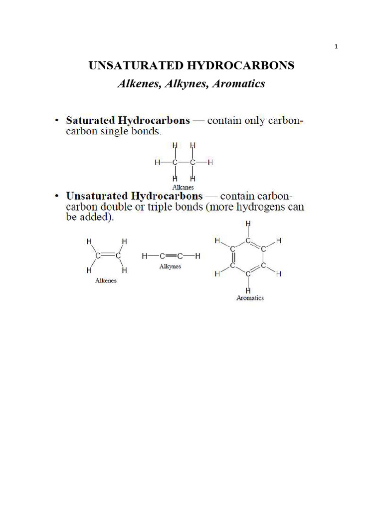 Unsaturated Hydrocarbons Pdf Polymerization Alkene