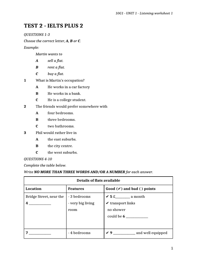IELTS Listening - Section 1 | PDF | International English Language ...