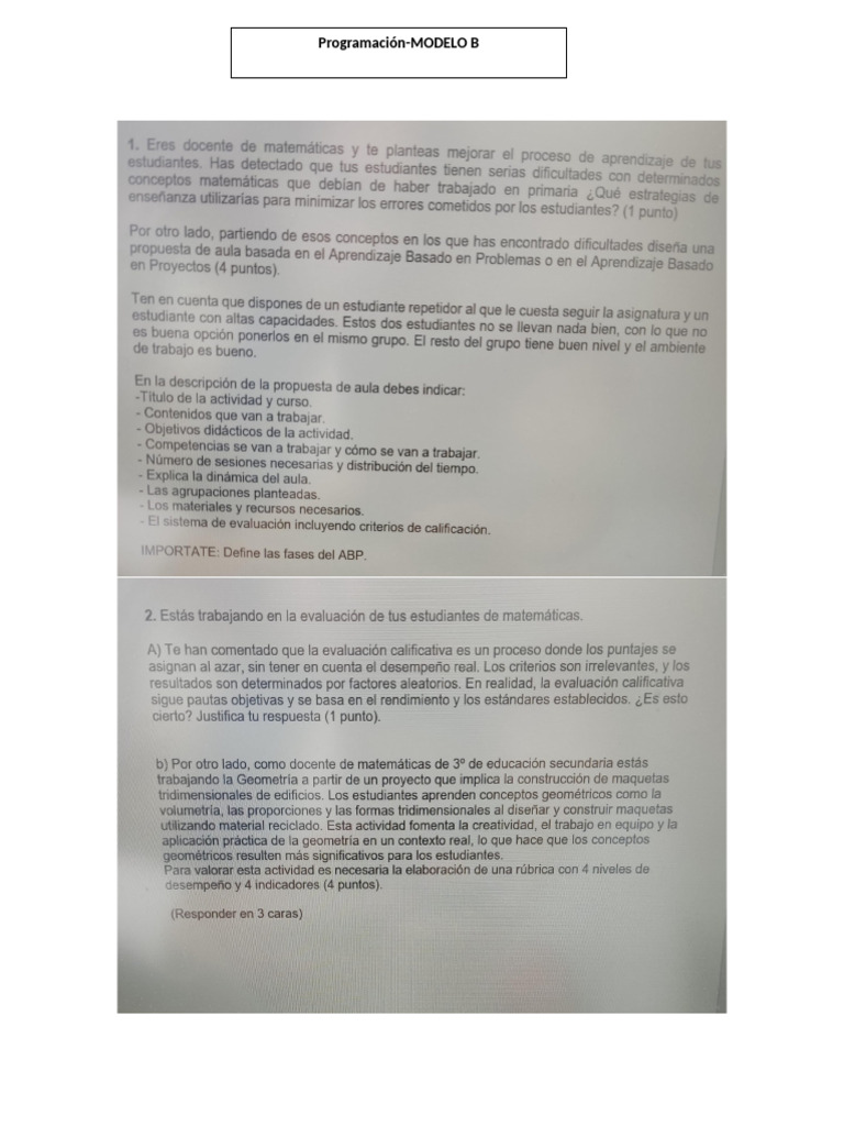 Programación Modelo B Ya | PDF