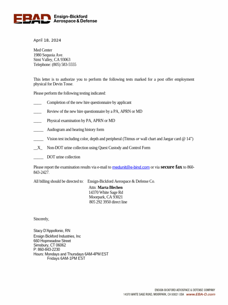 Drug Test Authorization Form PDF