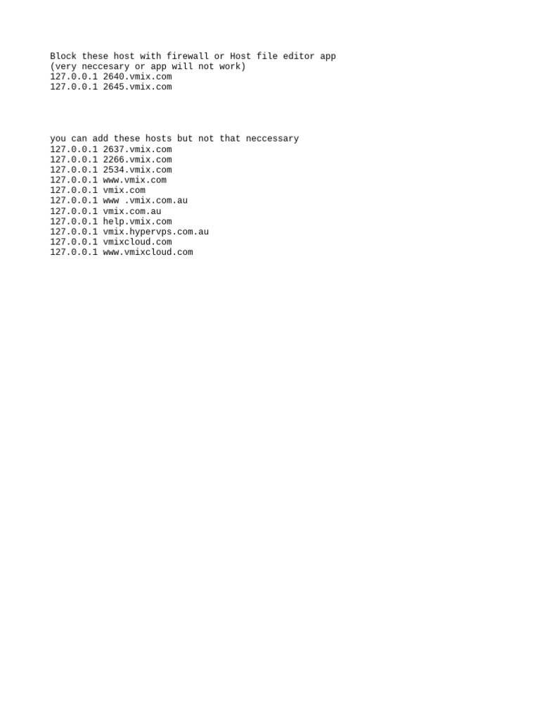 Block Vmix Hosts for Firewall Setup | PDF | Home & Garden