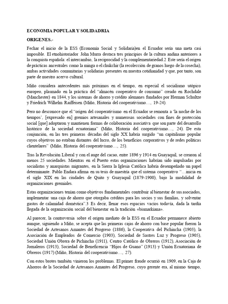 Economia Popular y Solidadria Origenes | PDF | Cooperativa | Sistema ...
