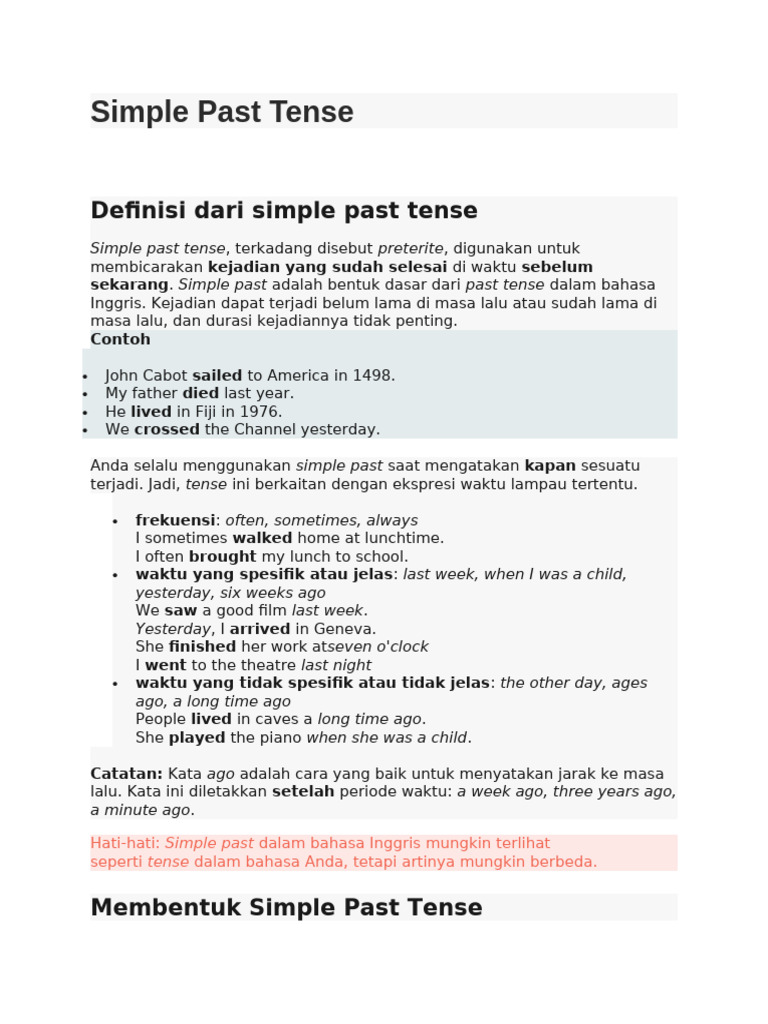 Simple Past Tense 2 Pdf Linguistic Morphology Language Mechanics