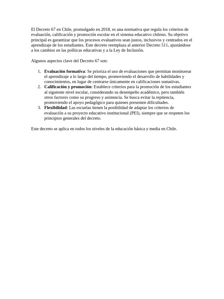 El Decreto 67 en Chile | PDF