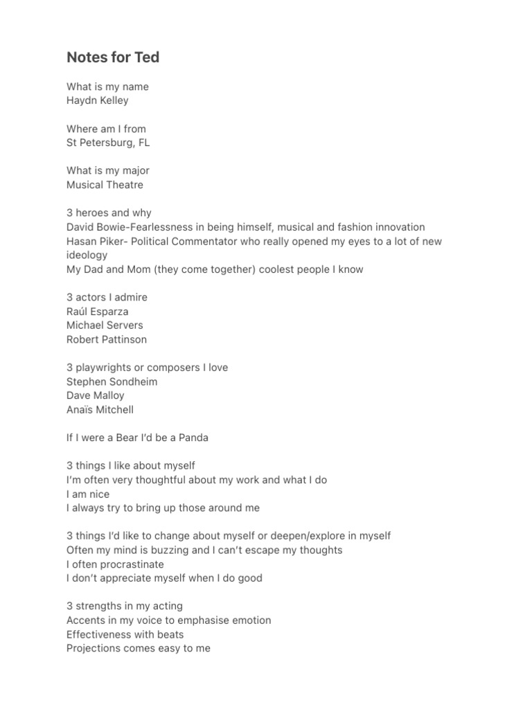 Note For Ted | PDF | Language Arts & Discipline | Self-Improvement