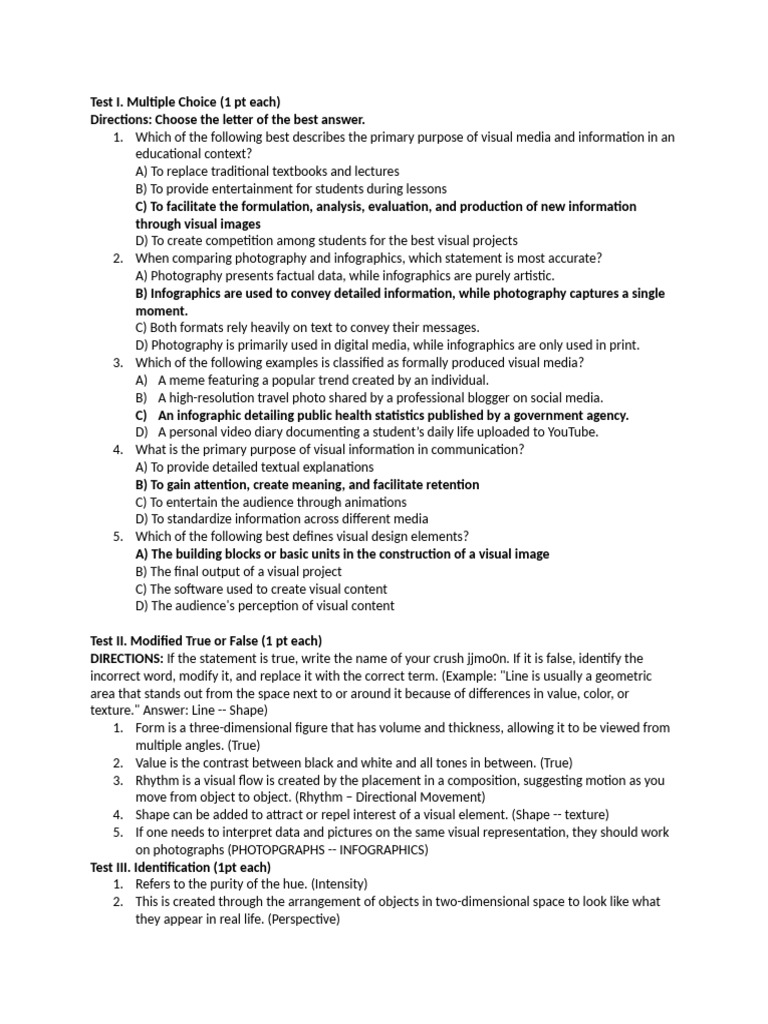 Quiz Visual Media Pdf Composition Visual Arts Infographics