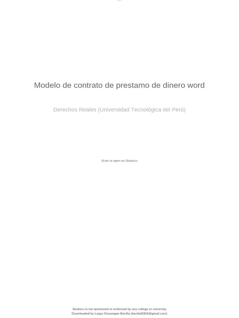Modelo de Contrato de Prestamo de Dinero Word | PDF | Derecho