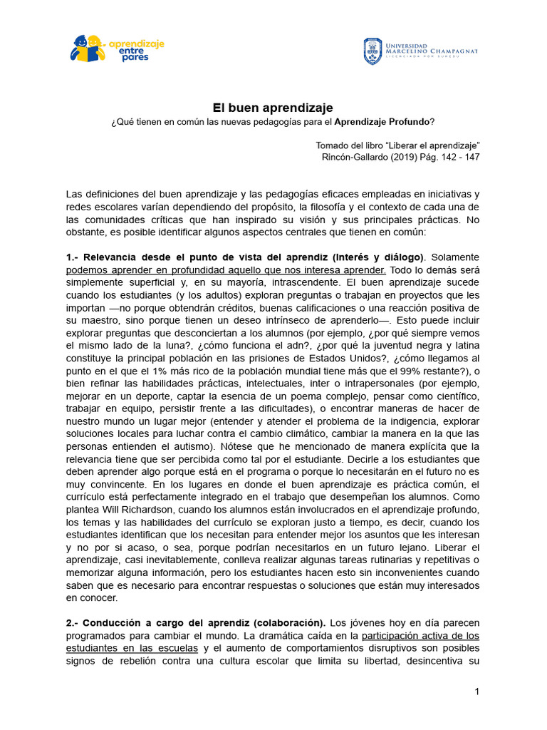 Claves del Buen Aprendizaje Profundo | PDF | Aprendizaje | Plan de estudios