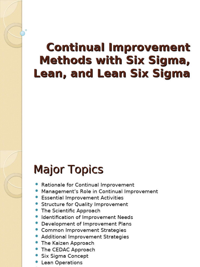 Continual Improvement Strategies in Six Sigma | PDF | Six Sigma | Lean ...