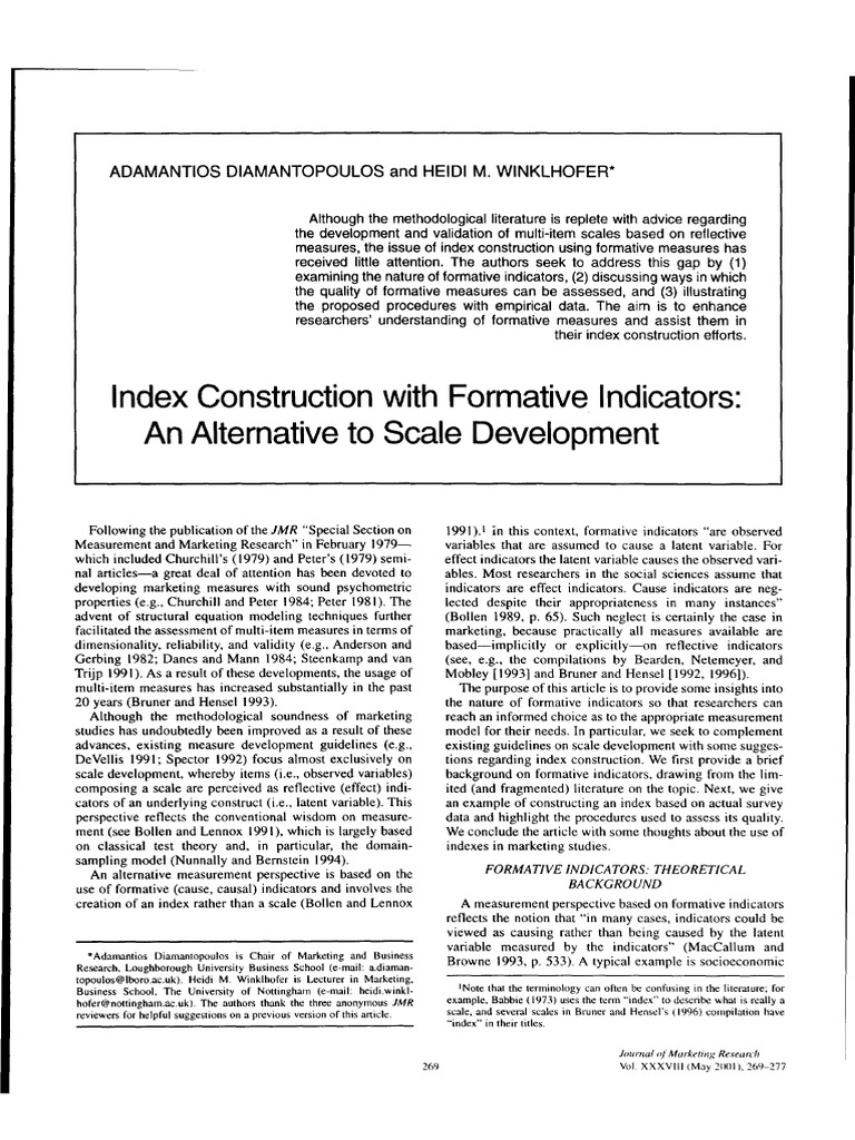 Index Construction with Formative Indicators | PDF