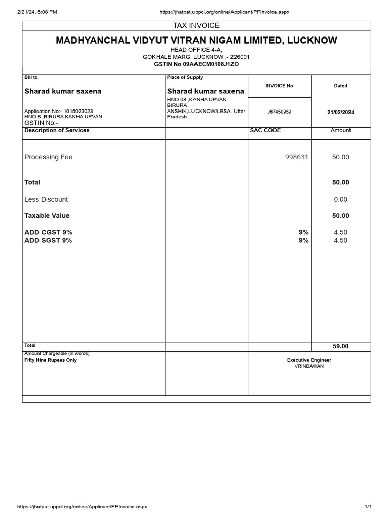 PFInvoice | PDF | Taxes | Taxation