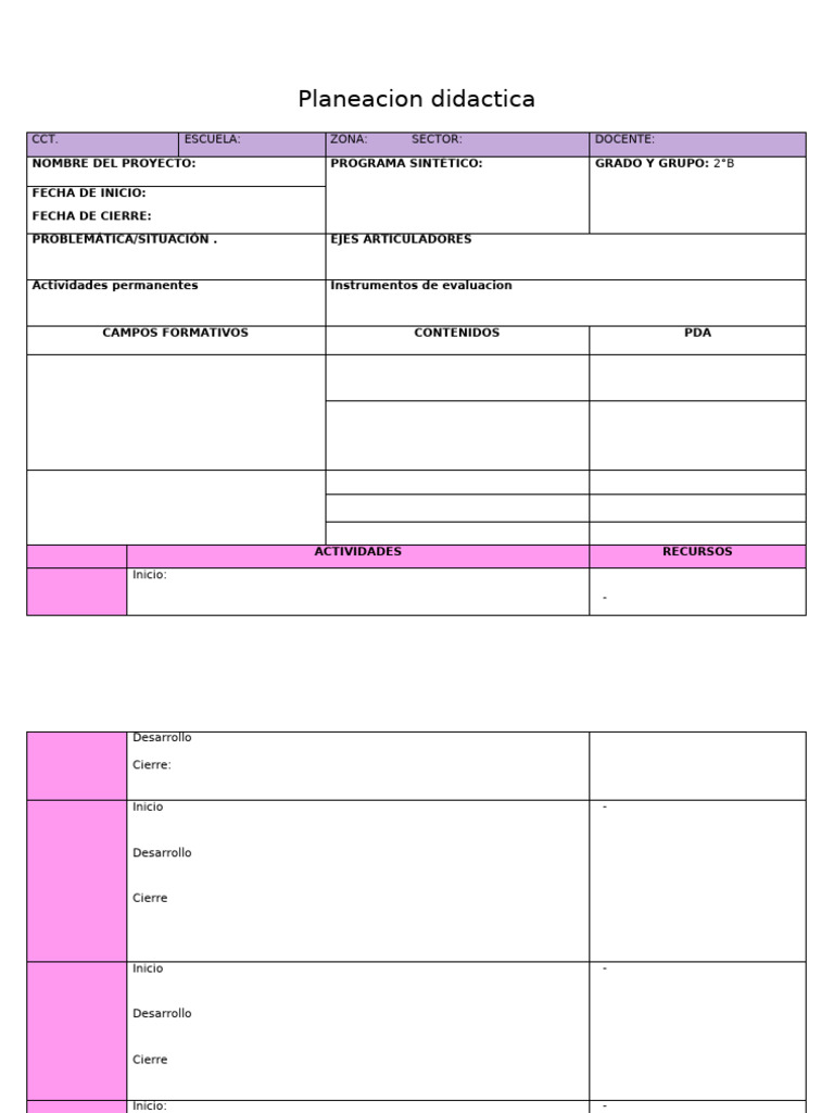 Formato Planeacion PREESCOLAR | PDF