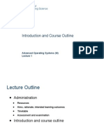 Introduction and Course Outline: Advanced Operating Systems (M)