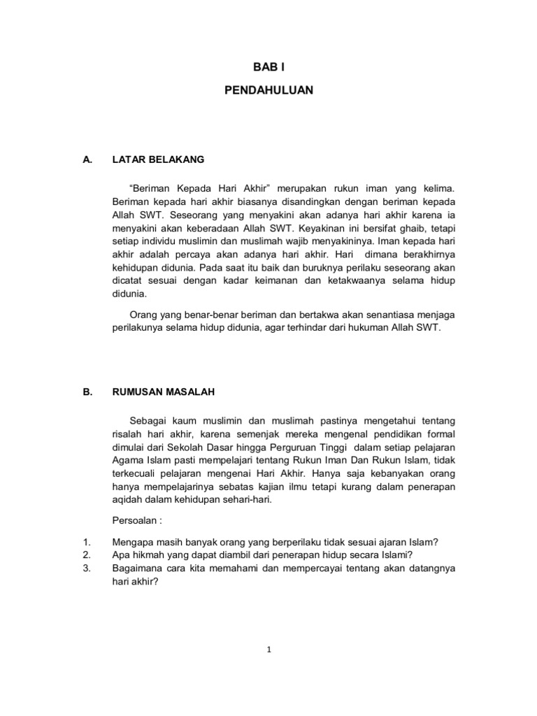 Makalah Agama Islam Tentang Hari Akhir Contoh Makalah