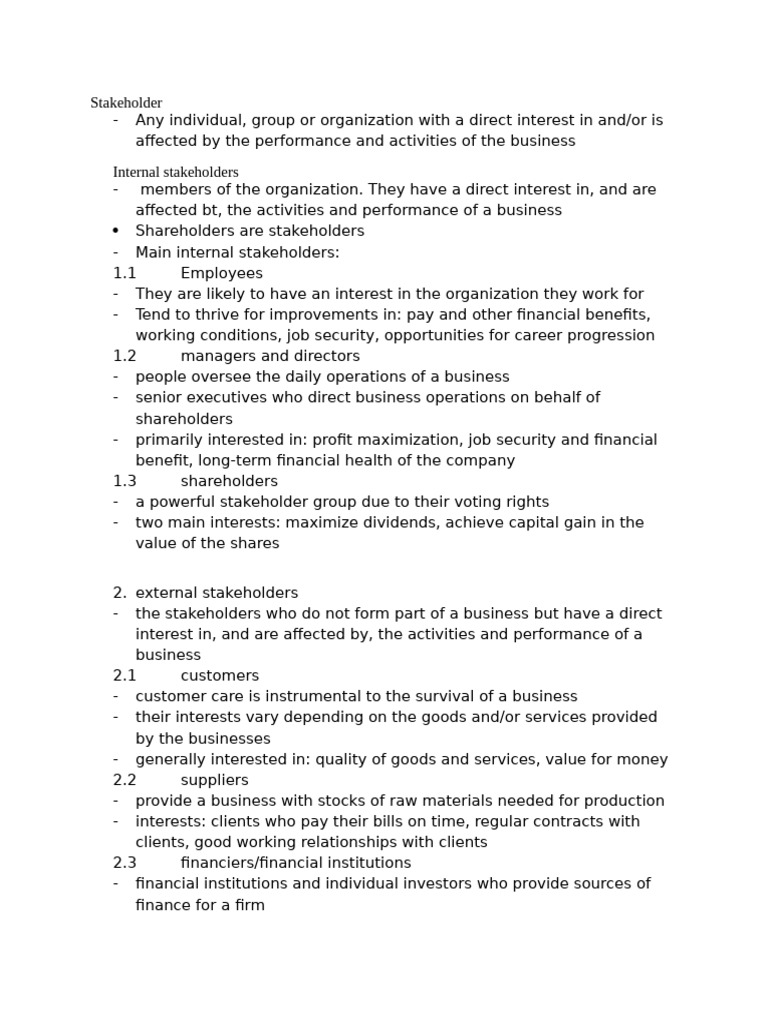1 4 Stakeholders Pdf Interest Stocks