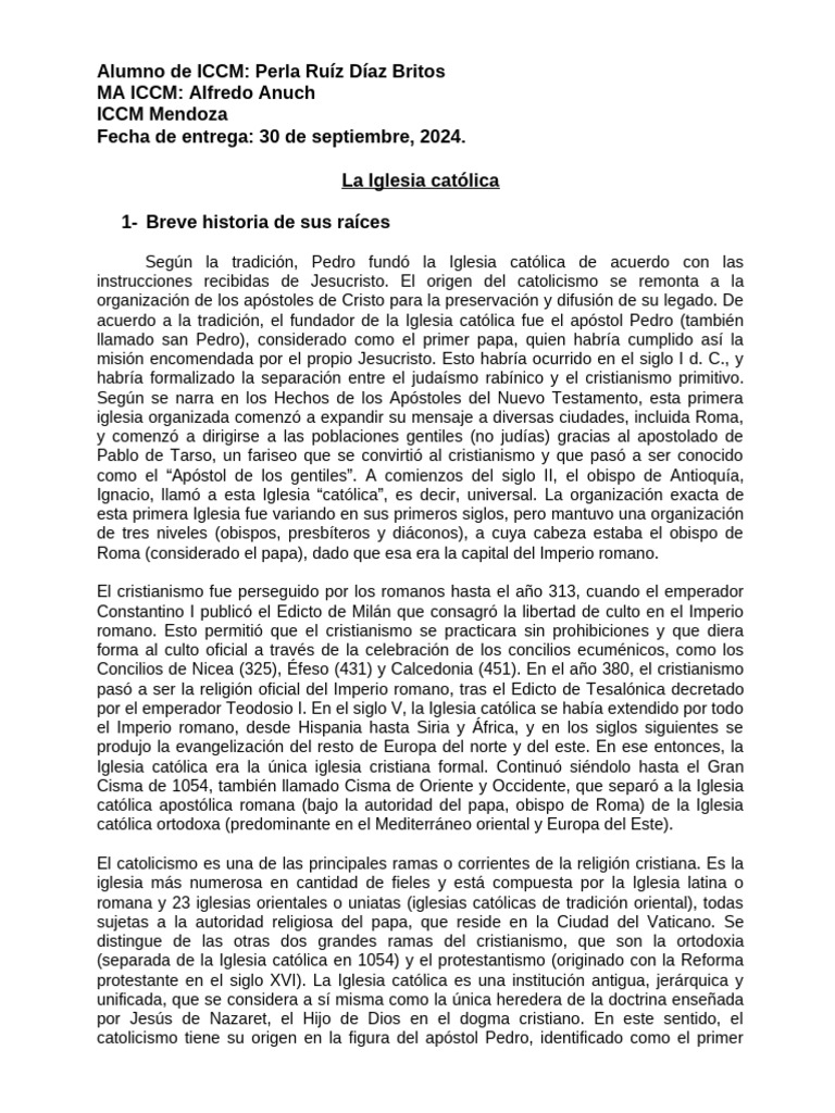 Historia y expansión de la Iglesia Católica | PDF | Iglesia Católica | Papa