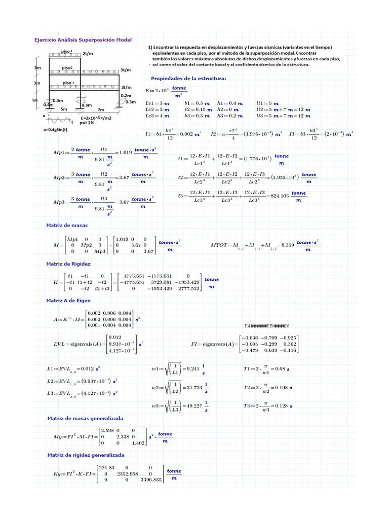 Modal Superposition Analysis Exercise | PDF | Units Of Measurement | Mass