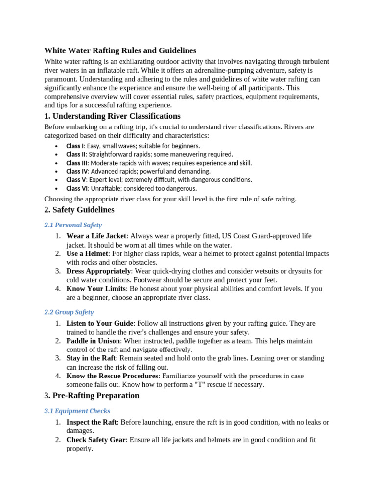 White Water Rafting | PDF | Travel | History