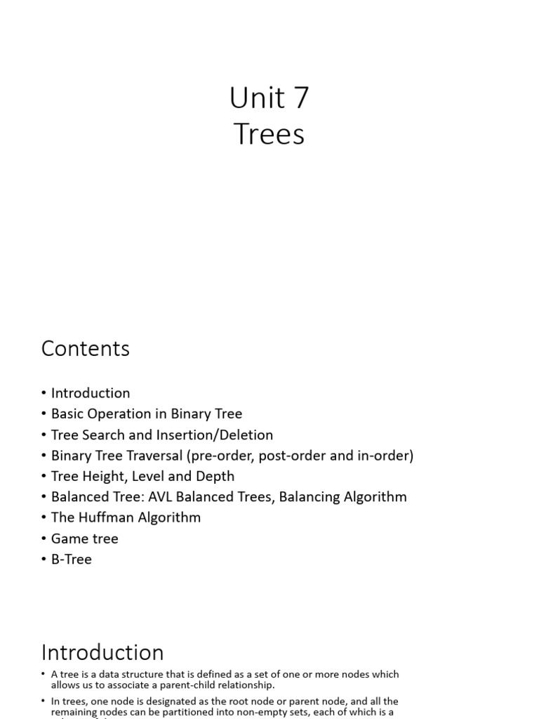 CACS201 Unit 7 - Trees | PDF | Data Compression | Computing
