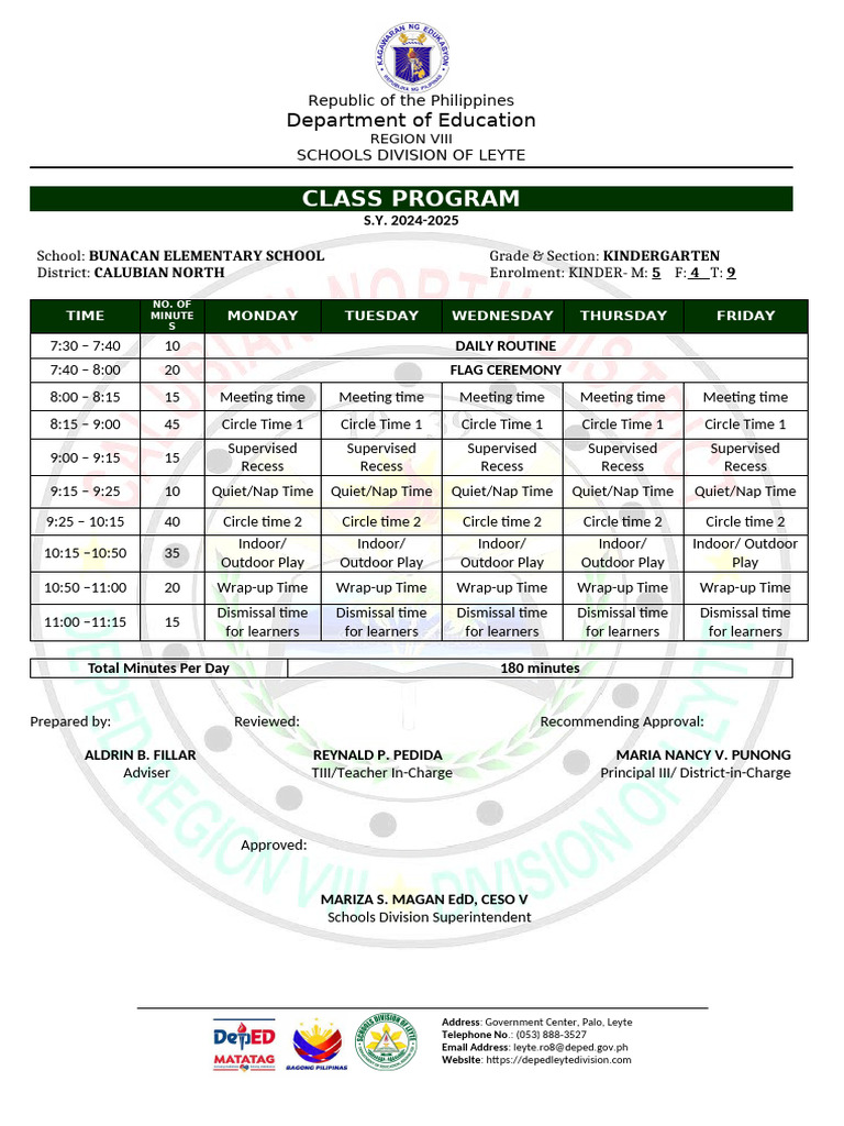 Bunacan Elementary School Class Program 2024-2025 | PDF | Philippines ...