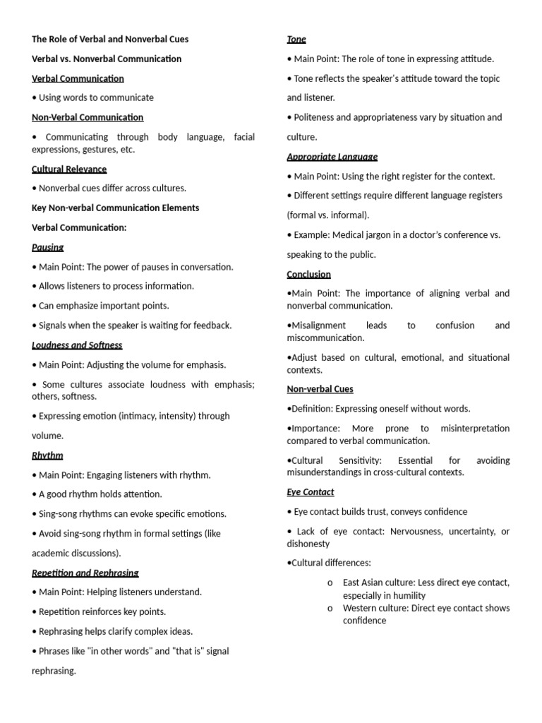 Verbal and Nonverbal Communication Insights | PDF | Nonverbal ...