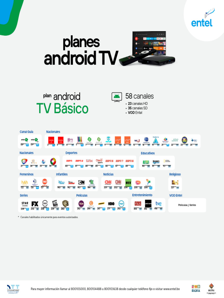 Planes y Canales de Entel TV | PDF