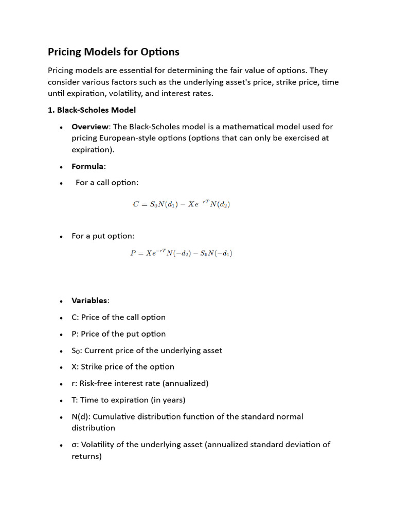 Option Pricing Models Explained | PDF