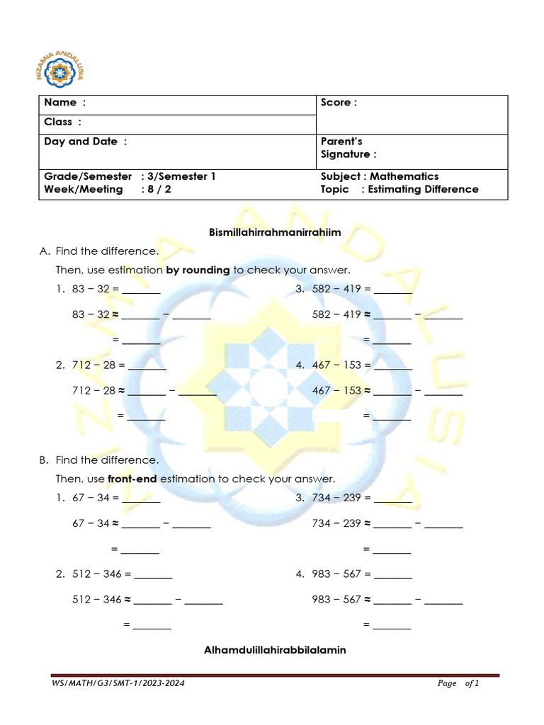 Ws Math W8s1 Estimating Difference Pdf