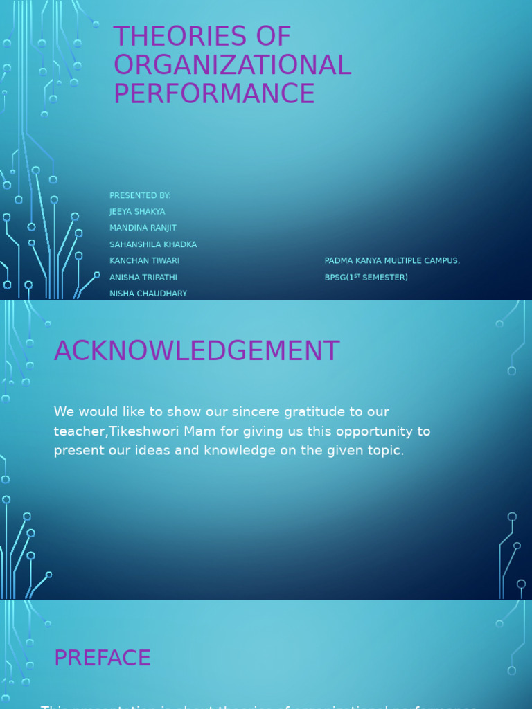 Theories of Organizational Performance | PDF | System | Goal
