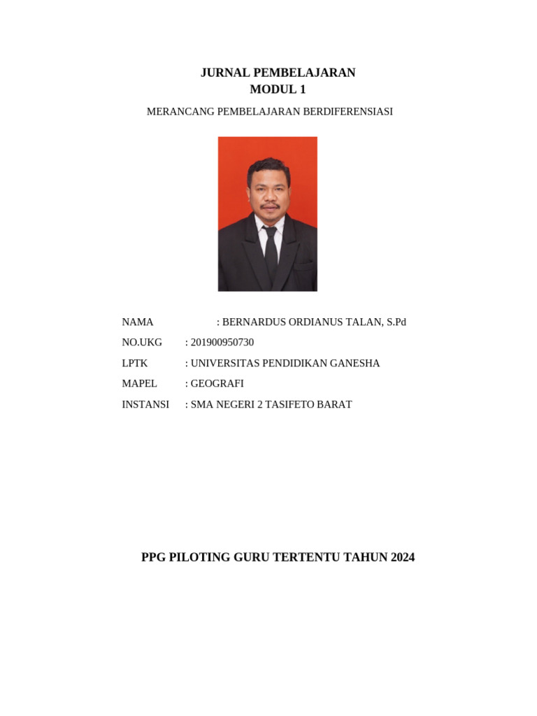 Jurnal Pembelajran Ppg Modul 1 Pdf
