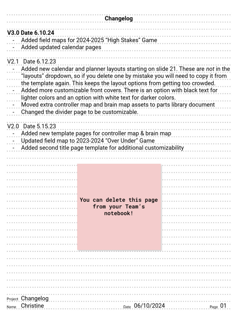 VEX Engineering Notebook Updates | PDF | Computing | Software