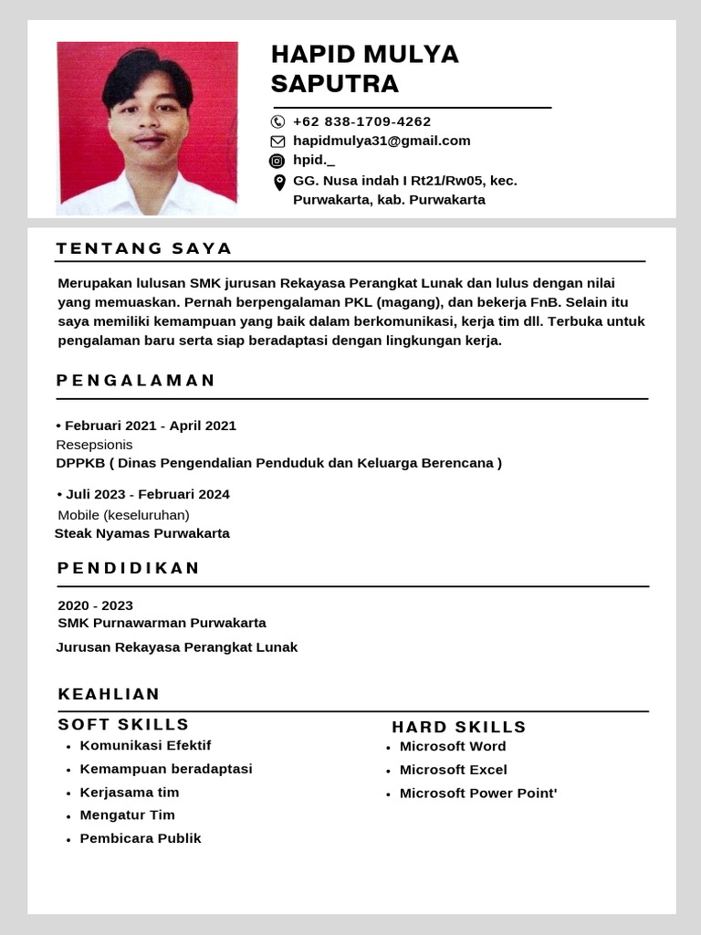 Putih Minimalis Profesional CV Tim Sosial Media Resume - 20240418 ...