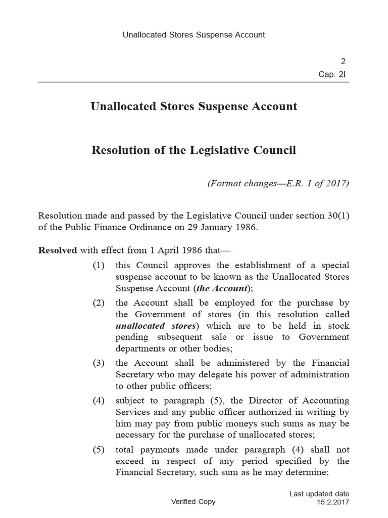 Legislative Council Finance Resolution | PDF