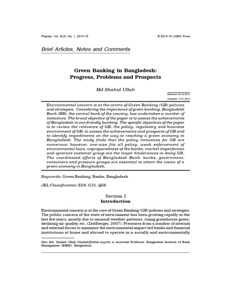 Green Banking in Bangladesh: Progress and Challenges | PDF | Renewable ...