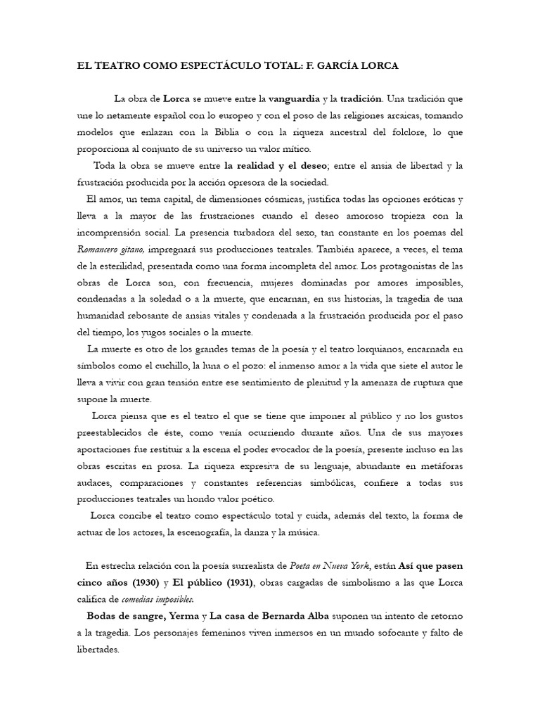 El Teatro De Lorca Pdf Federico García Lorca