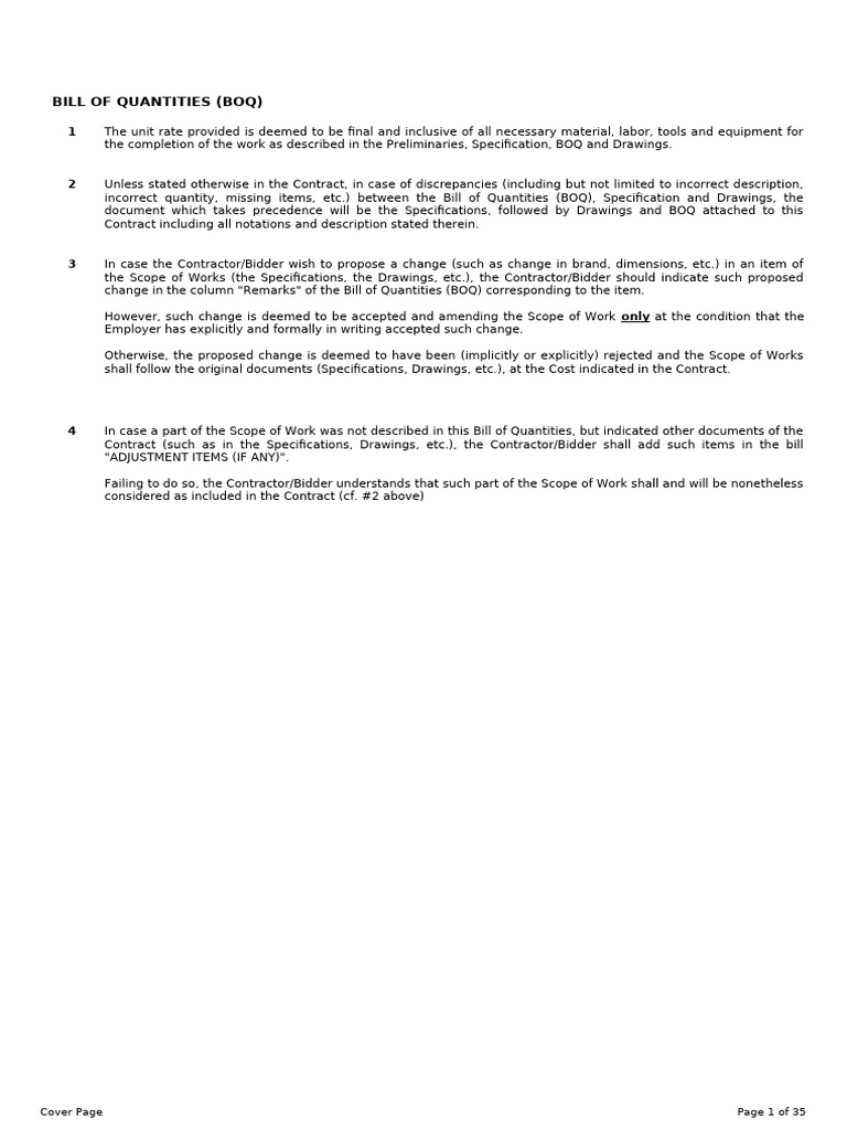 DDPWP01BOQ For Tender [Bidder Name] PDF Window Door