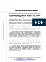 El Grupo Parlamentario Popular destaca la talla política  e histórica de Manuel Fraga y su capacidad de consenso 