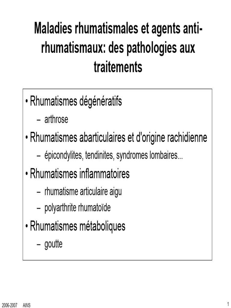 Maladies et traitements rhumatismaux | PDF | Arthrose | Médecine clinique
