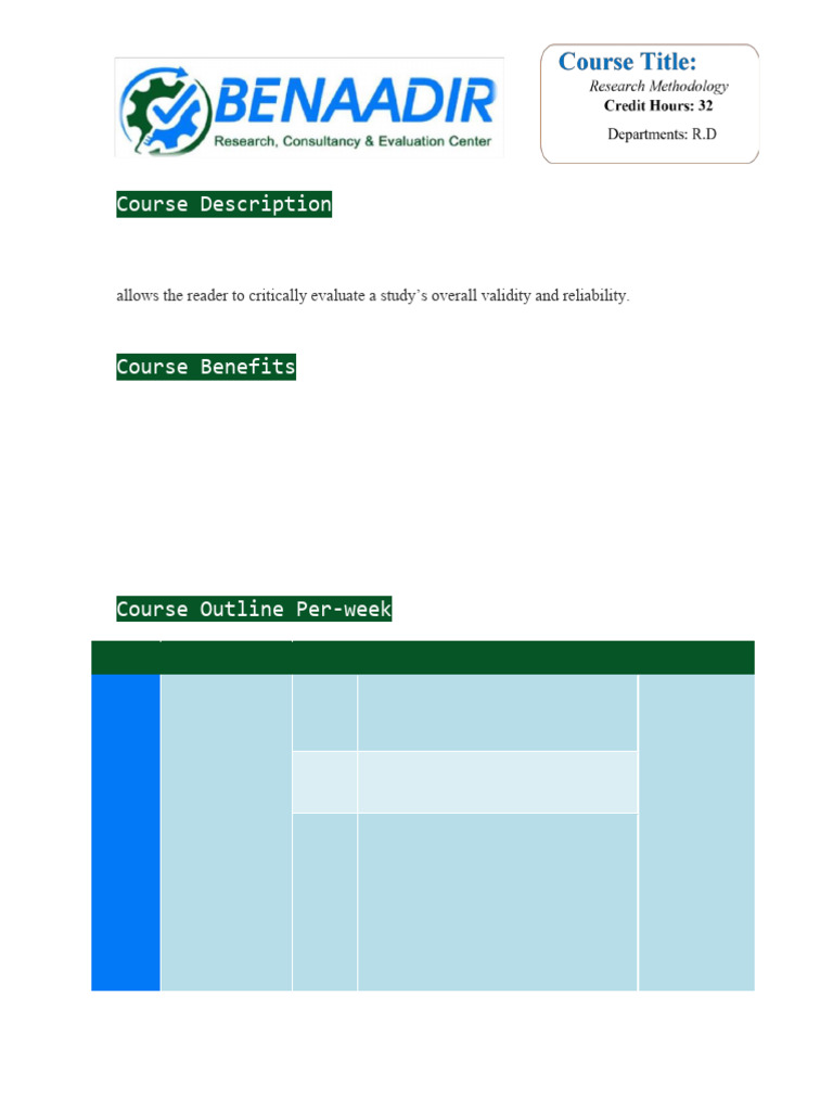 Research Methodology Course Outline | PDF | Methodology | Science