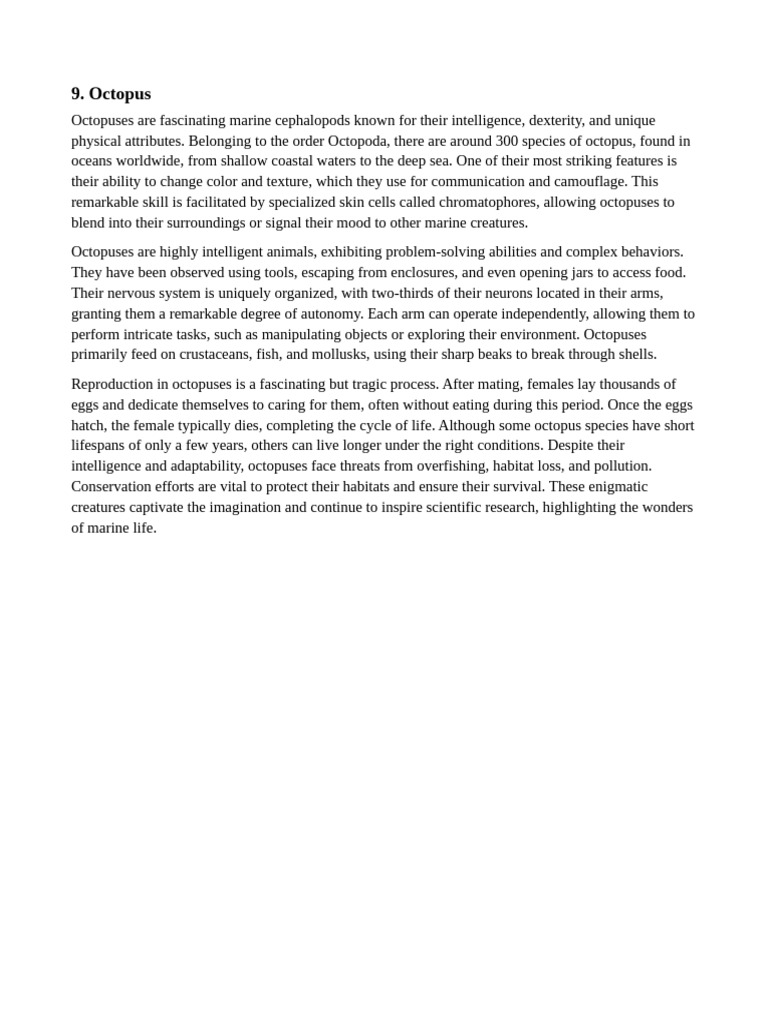 Fascinating Facts About Octopuses | PDF