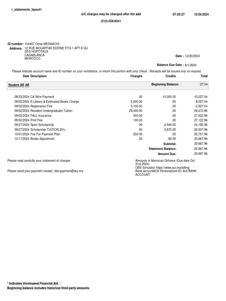 Cjn0qful14elczpm5nckftn37!50!26 AM CourseFeeStatement | PDF | Payments ...