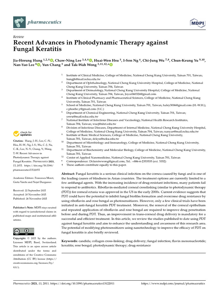 Recent Advances in Photodynamic Therapy Against | PDF | Antimicrobial ...