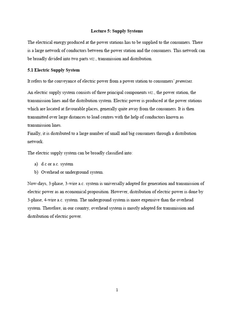 Lecture 5 Supply Systems | PDF | Electric Power Transmission ...