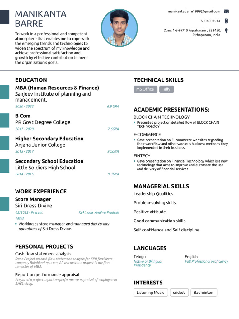 Man i Kanta Resume | PDF | Business