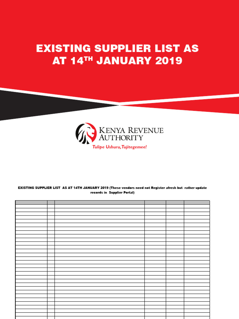 KRA Vendor Master Data 14.1.2019 | PDF | Nairobi | Kenya