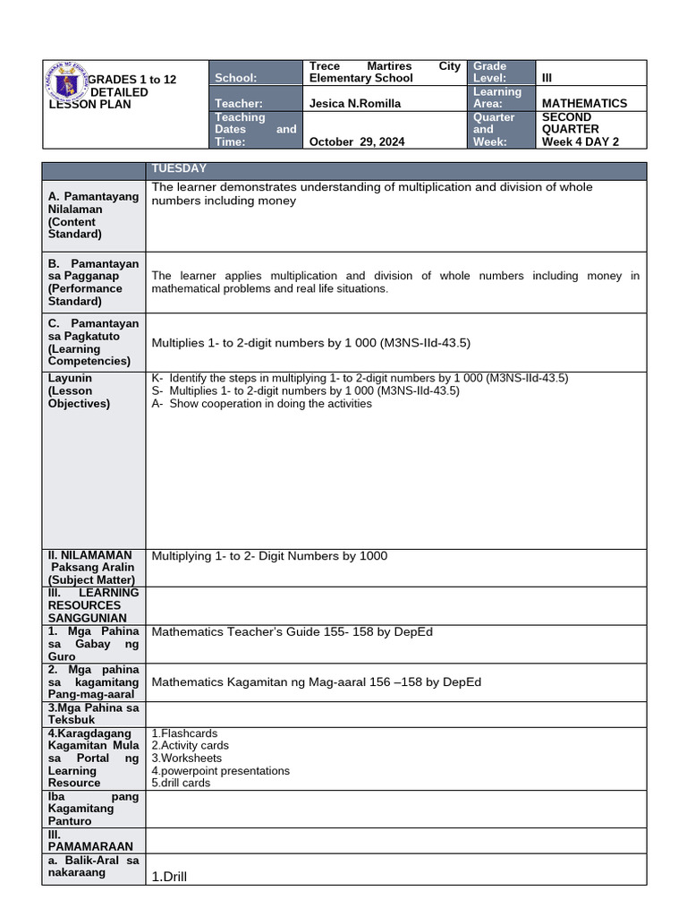 Math DLL Q2 Week 4 Day 2 | PDF