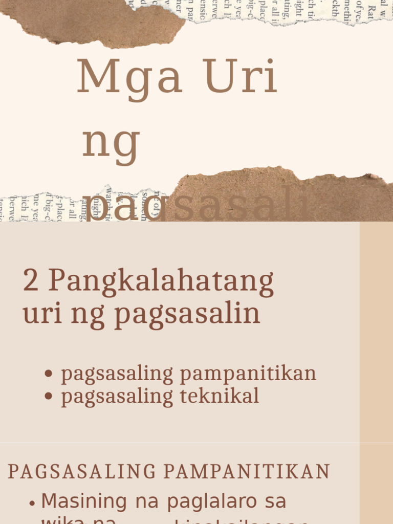 Grade 10 Mga Uri Ng Pagsasalin | PDF
